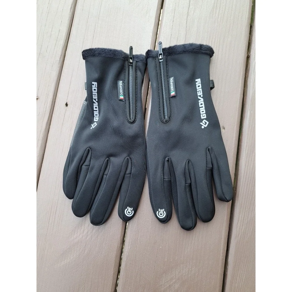 Golovejoy Women's Winter Ski Gloves Touch Screen Waterproof Windproof Black  XL